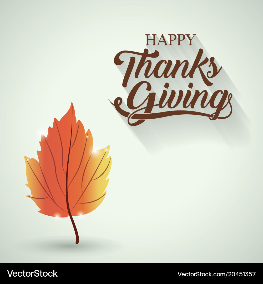 Leaf inside circle of thanks given design Vector Image
