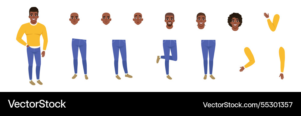 Man character with separate body parts set Man character with separate body parts set vector image