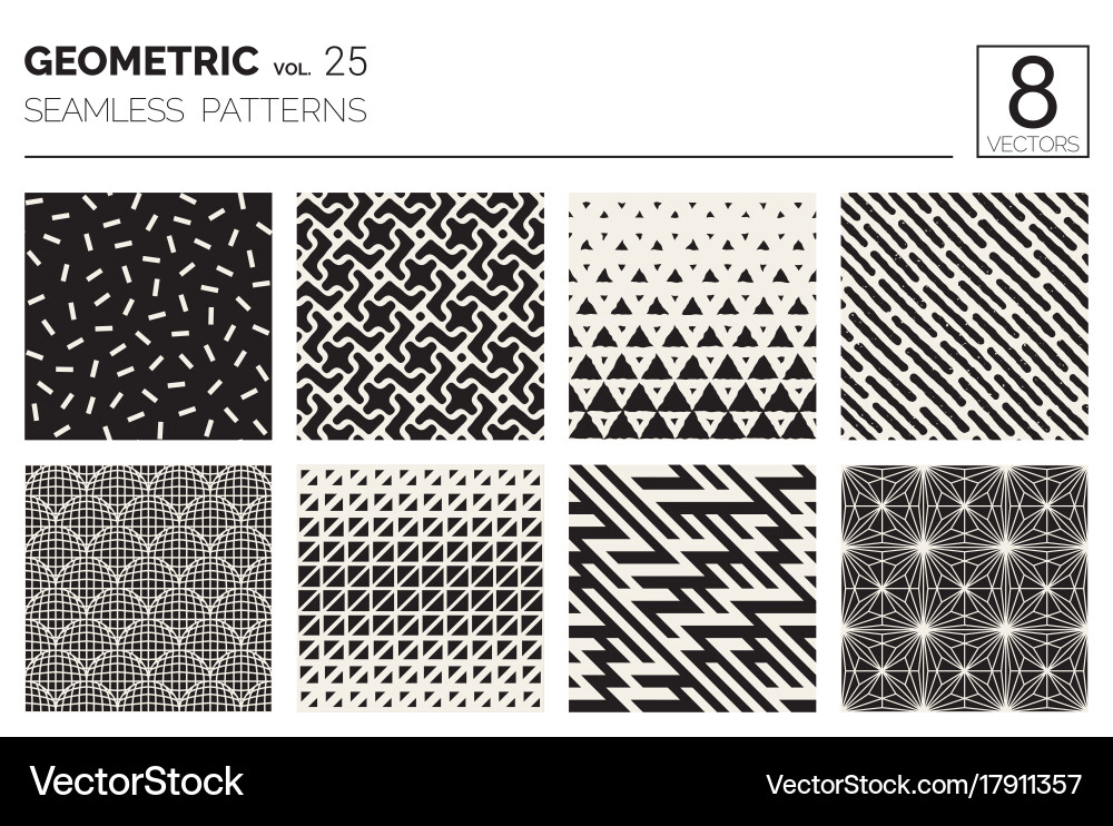 Minimal geometric seamless patterns set vector image