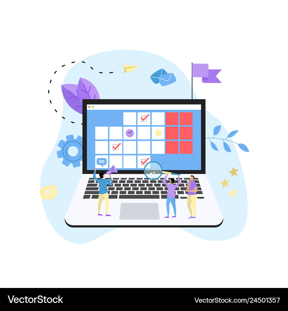 Online calendar with marks tasks and notes vector image