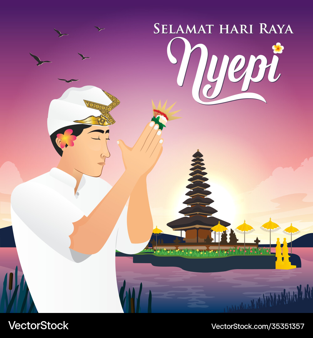 Selamat hari raya nyepi translation happy day Selamat hari raya nyepi translation happy day vector image