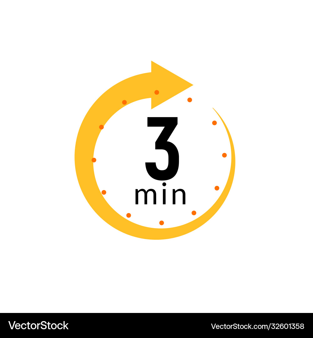 3 Minute Clock Icon - Timer Vector Image