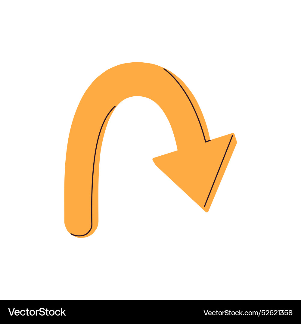 Arrow pointing reversal twist curved line Arrow pointing reversal twist curved line vector image