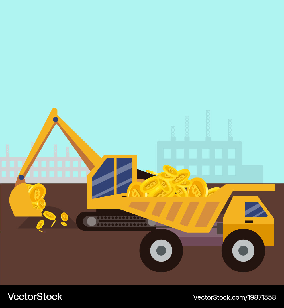 Concept of cryptocurrency machine to find bitcoin Vector Image