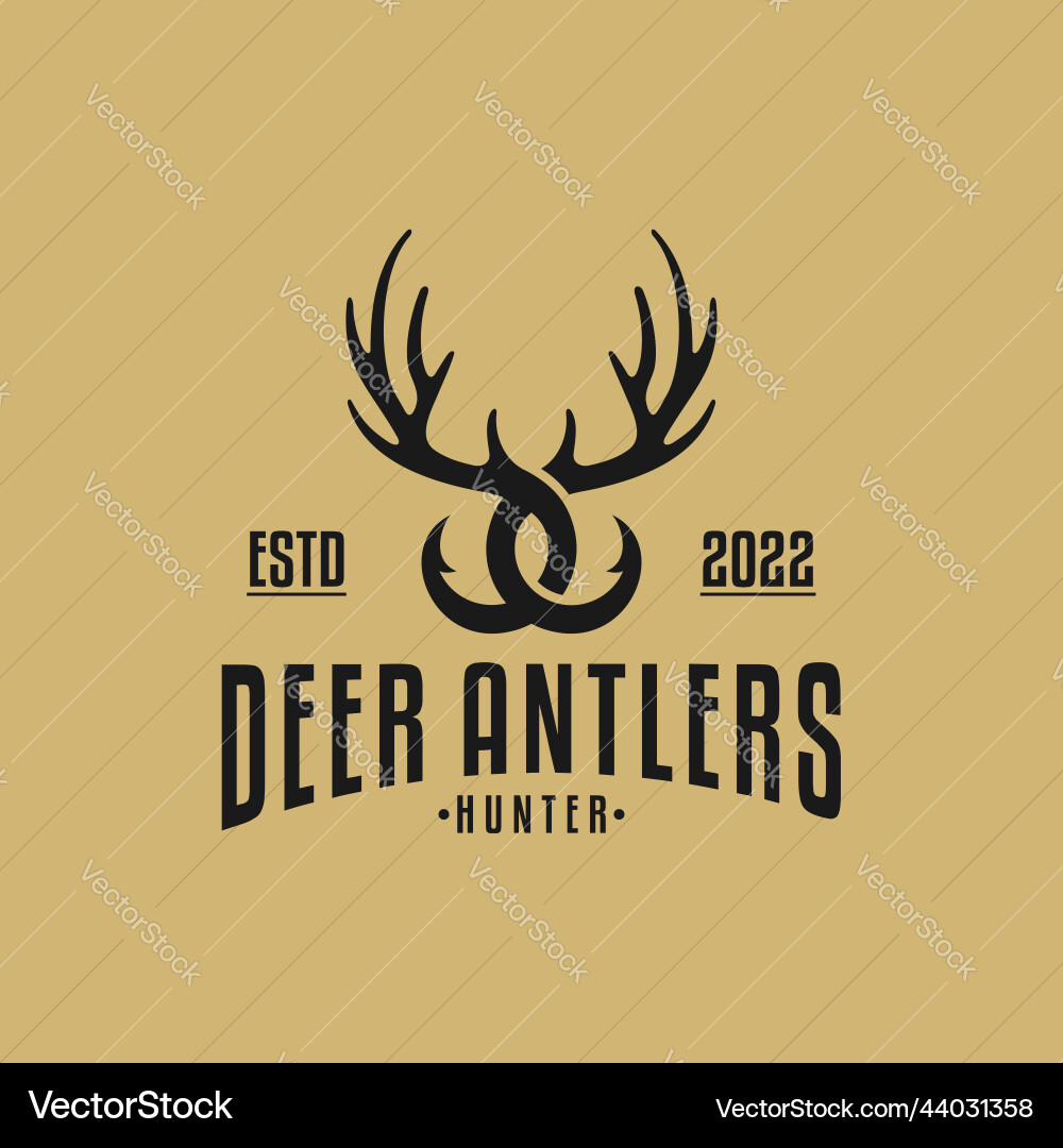 Dear antlers logo antler hunter Dear antlers logo antler hunter vector image