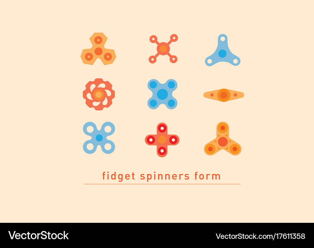 Design linear multicolored icons of fidget vector image