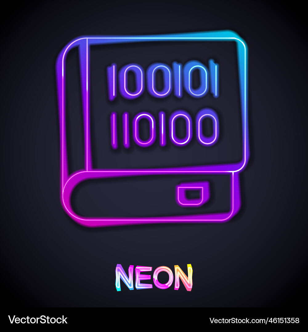 Glowing neon line books about programming icon Glowing neon line books about programming icon vector image