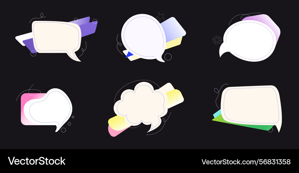 Gradient speech bubbles on dark background set Gradient speech bubbles on dark background set vector image