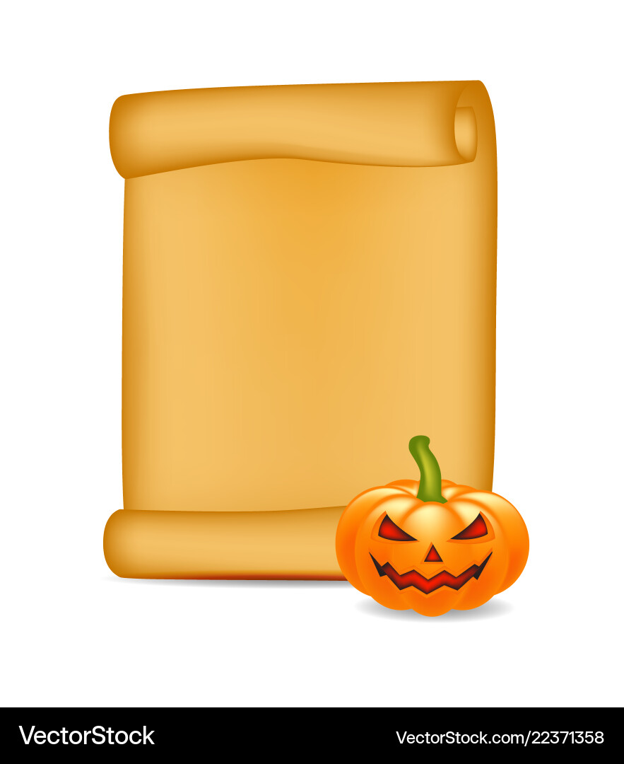 Halloween banner card with empty paper scroll vector image