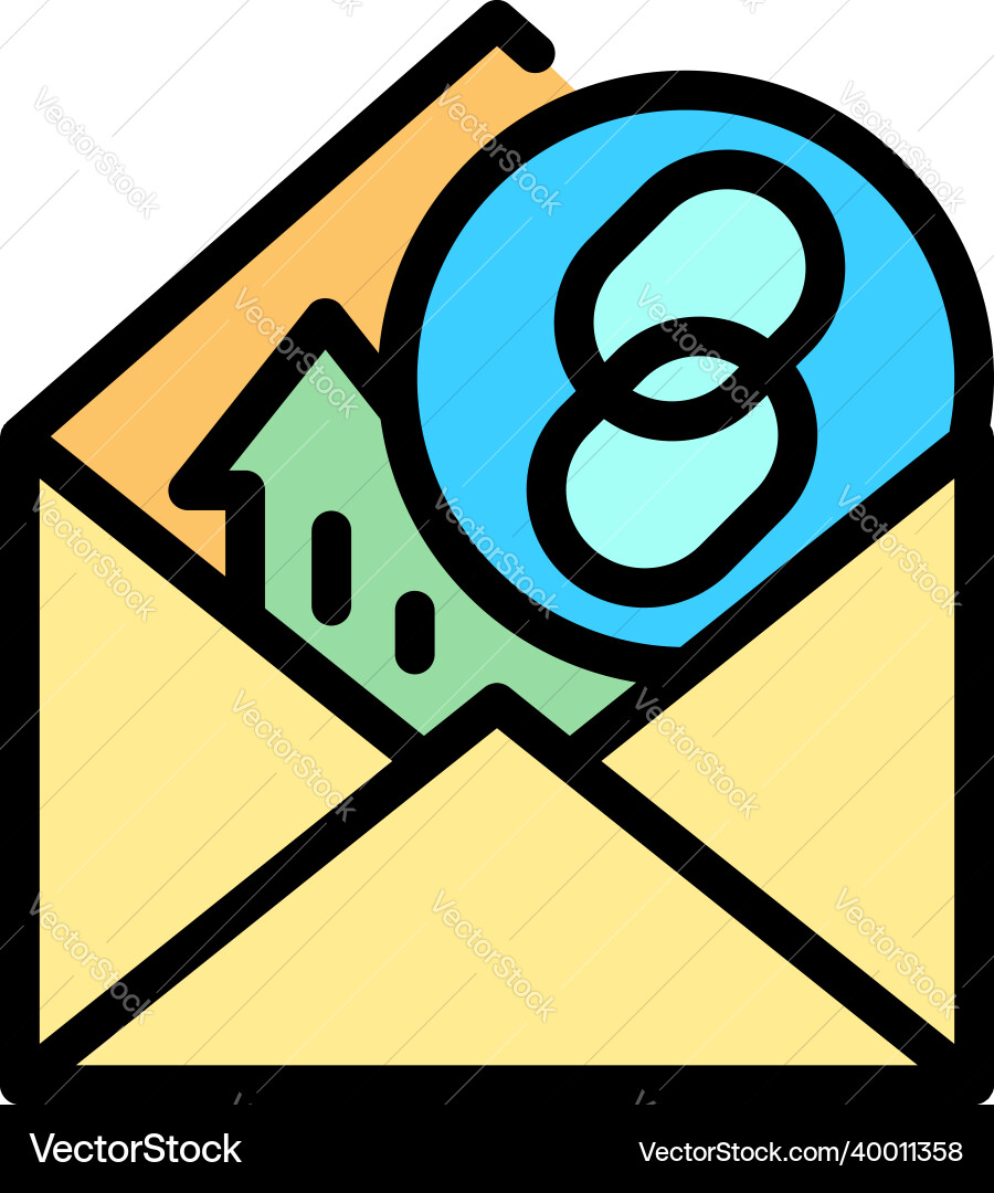 Hyperlink mark in the envelope icon color outline Hyperlink mark in the envelope icon color outline vector image