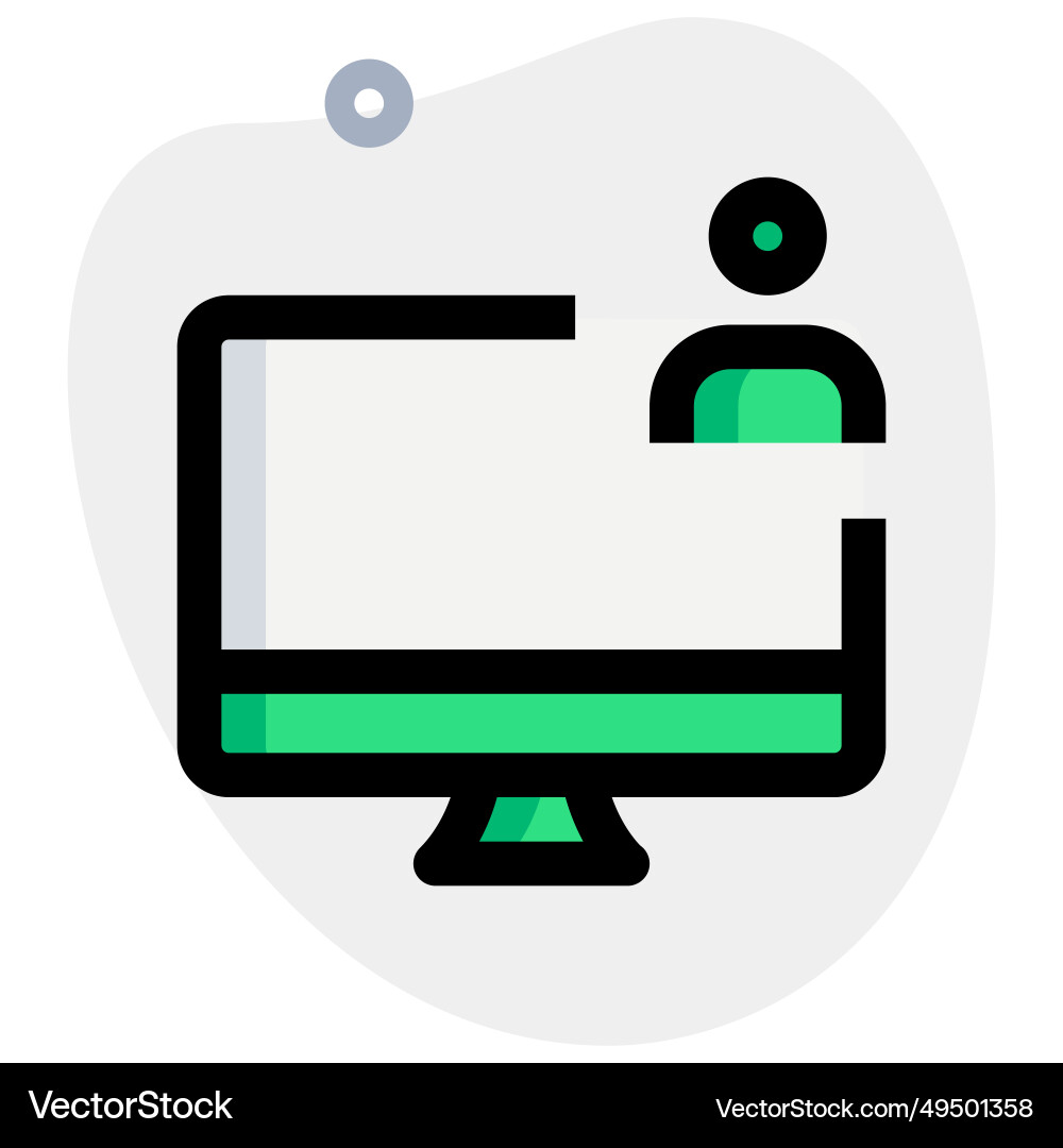 Main computer handled by user in workspace Vector Image