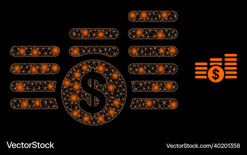Mesh net dollar coin stacks with magic Mesh net dollar coin stacks with magic vector image