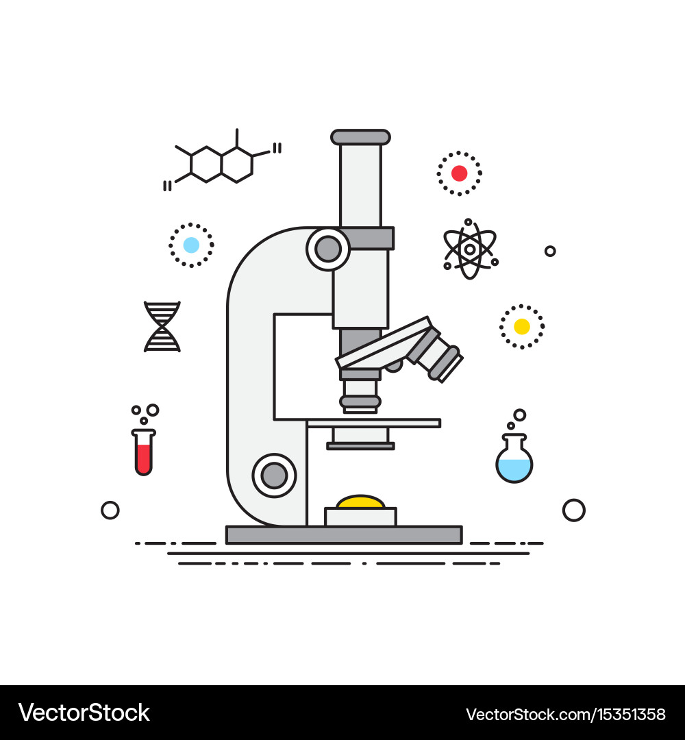 Microscope lines design science elements vector image