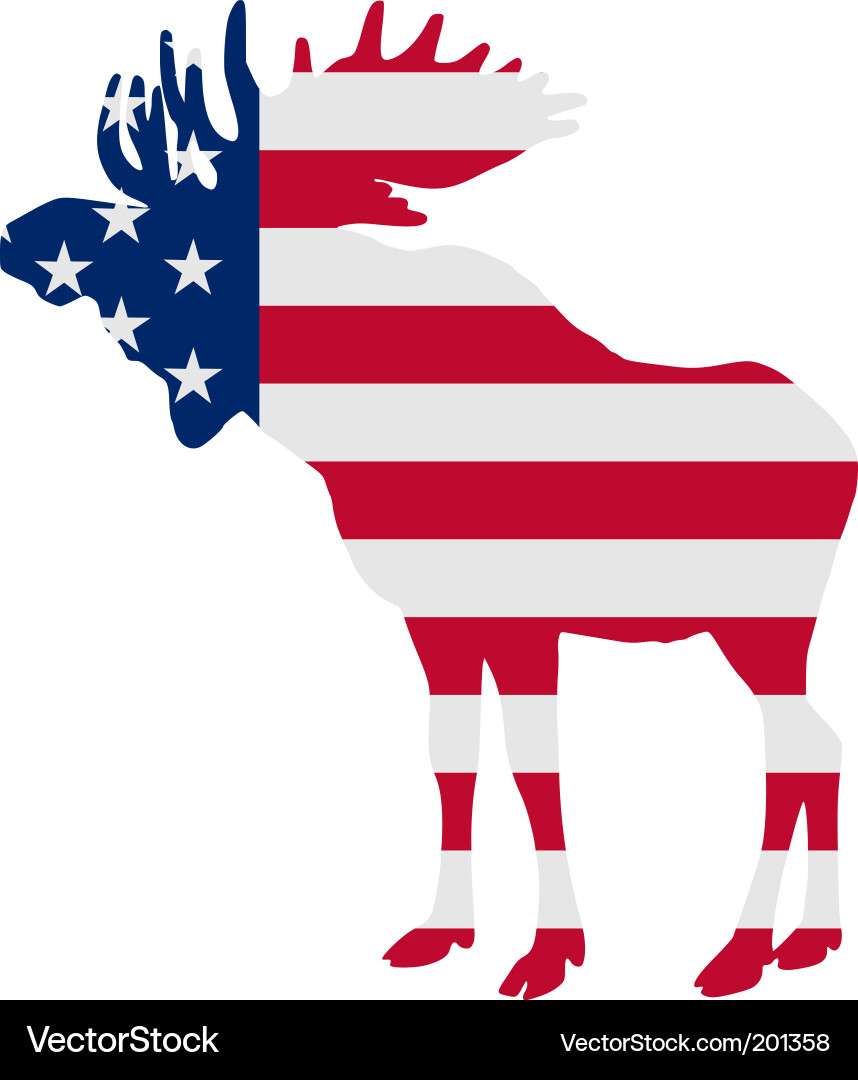 Moose with American Flag vector image