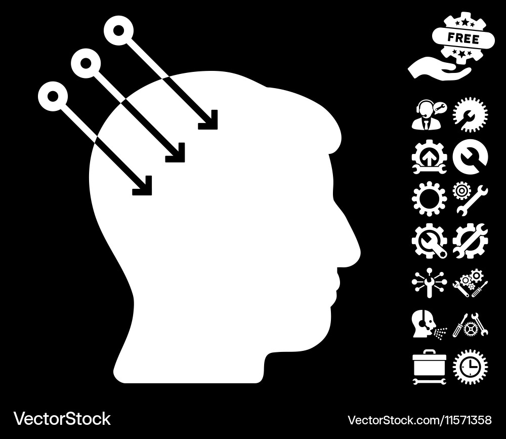 Neural interface connectors icon with tools vector image