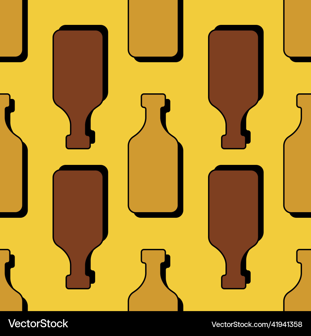 Rum bottles seamless pattern line art style Rum bottles seamless pattern line art style vector image