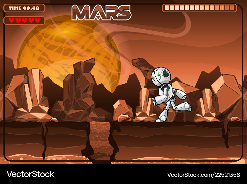 Running robot on mars excerpt from the game vector image