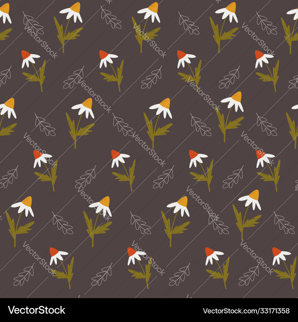 Seamless pattern with colorful wild camomiles Seamless pattern with colorful wild camomiles vector image