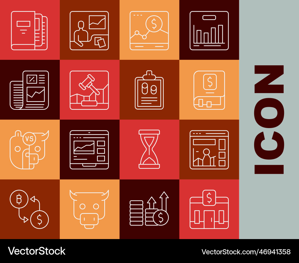 Set line bank building website with growth graph Set line bank building website with growth graph vector image