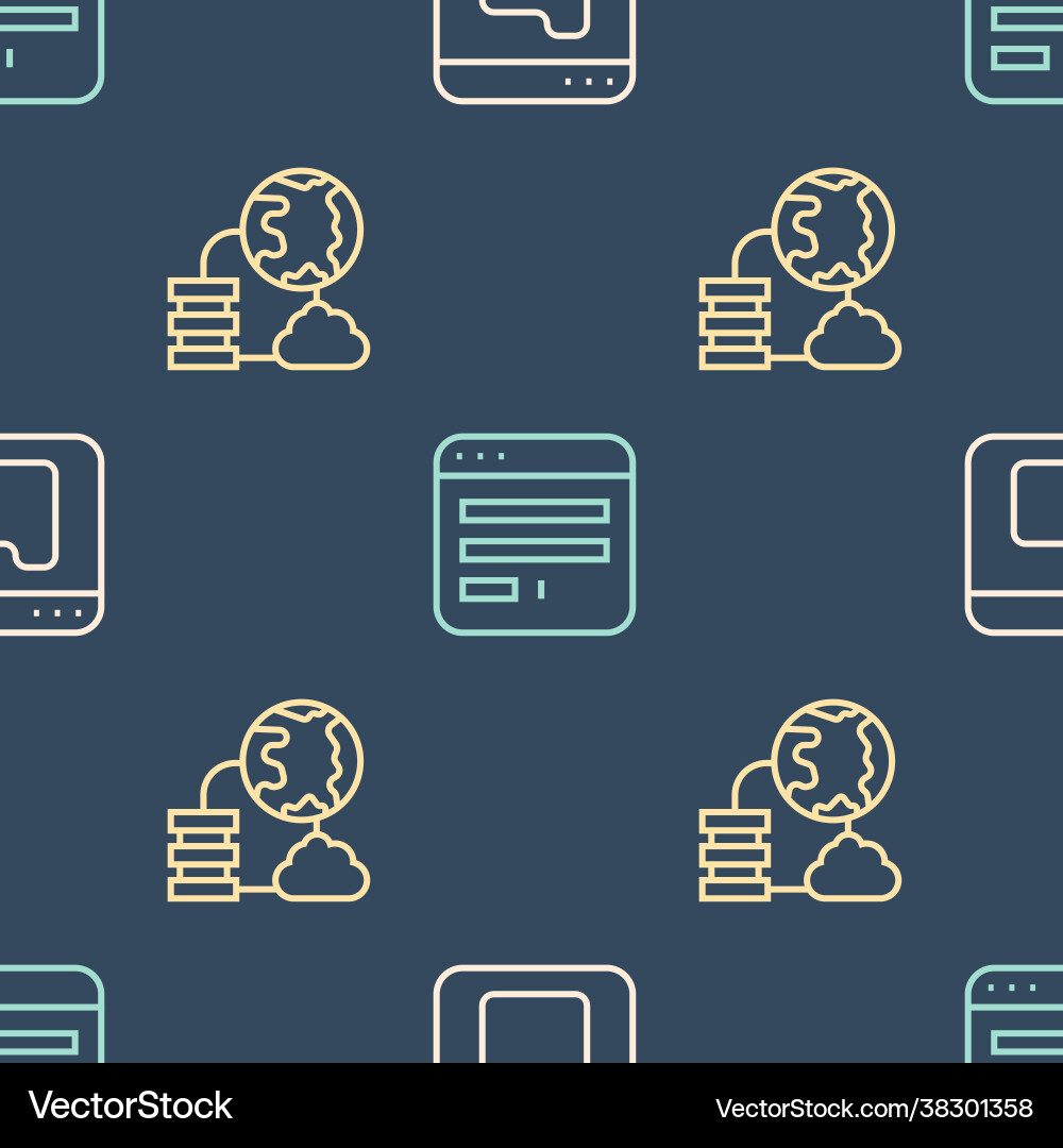 Set line browser files network cloud connection Set line browser files network cloud connection vector image
