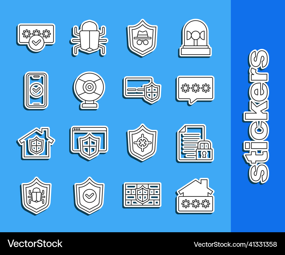 Set line house with password document and lock Vector Image