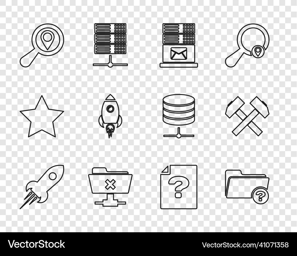 Set line rocket ship with fire unknown directory Set line rocket ship with fire unknown directory vector image