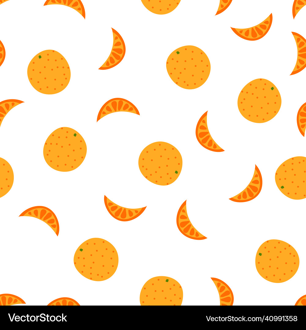 Simple seamless pattern with orange and slice Simple seamless pattern with orange and slice vector image