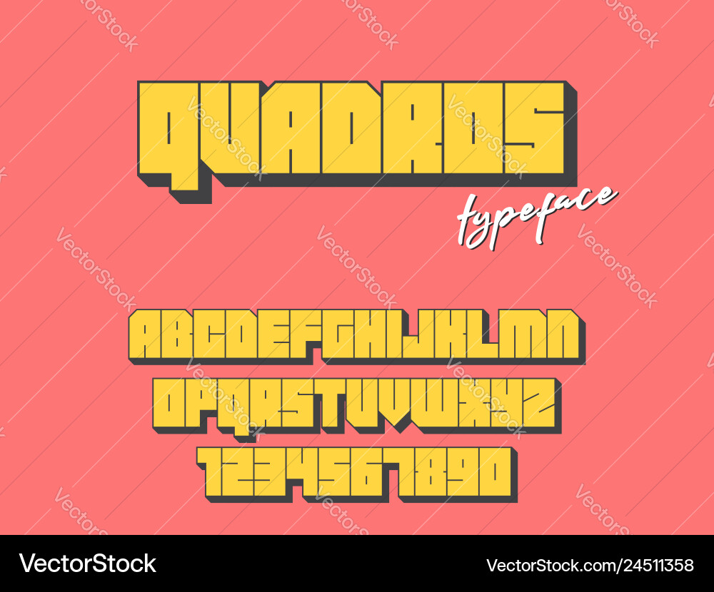 Square block font latin letters and numbers vector image