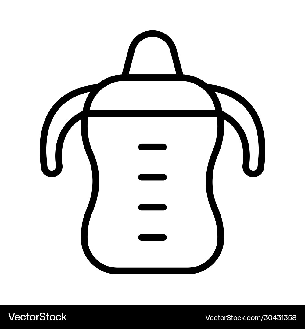 Toddler spout cup with twin handle linear icon Toddler spout cup with twin handle linear icon Vector Image