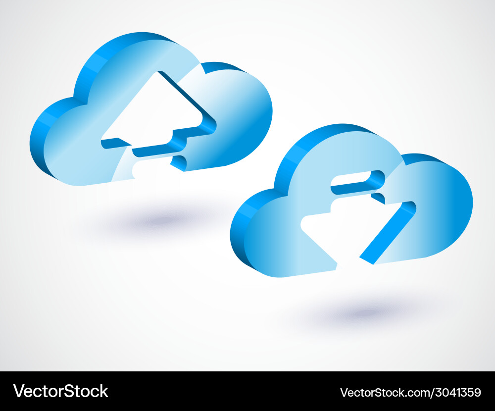 3d cloud upload vector image