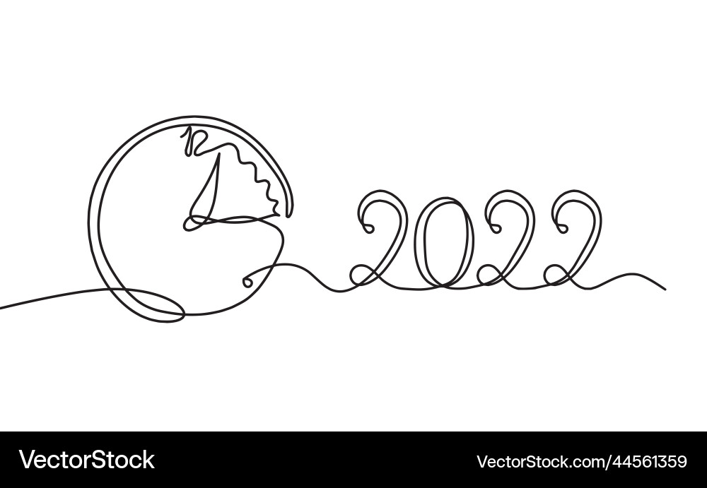 Abstract clock with 2022 year as line drawing Abstract clock with 2022 year as line drawing vector image