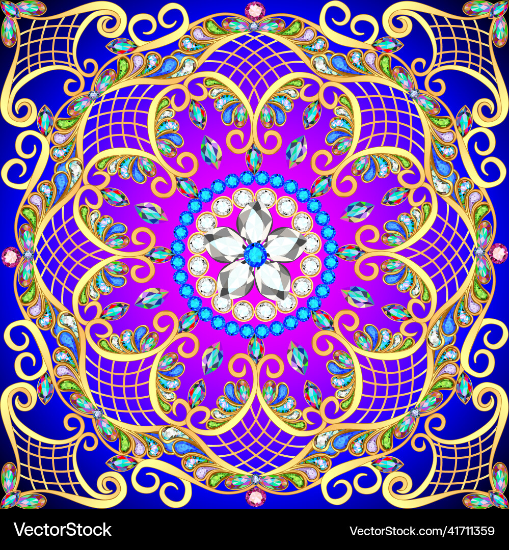 Background with a circular grid pattern gold vector image