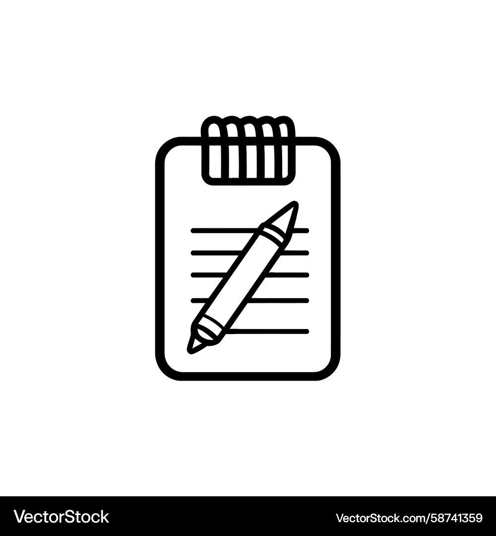 Black and white outline of notepad with lines Vector Image