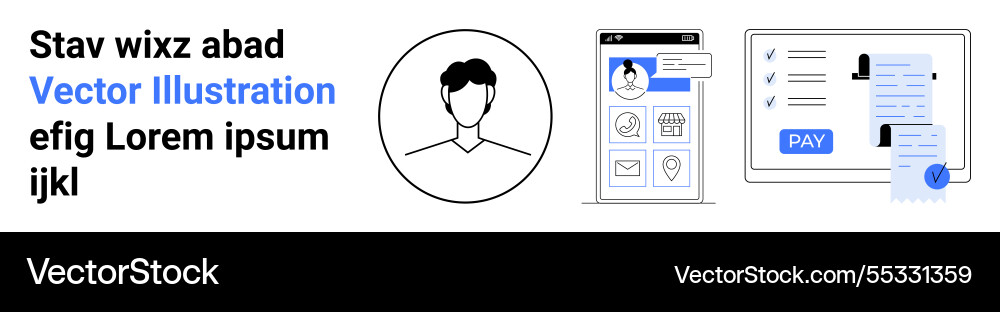 Digital profile creation and online payment Digital profile creation and online payment vector image