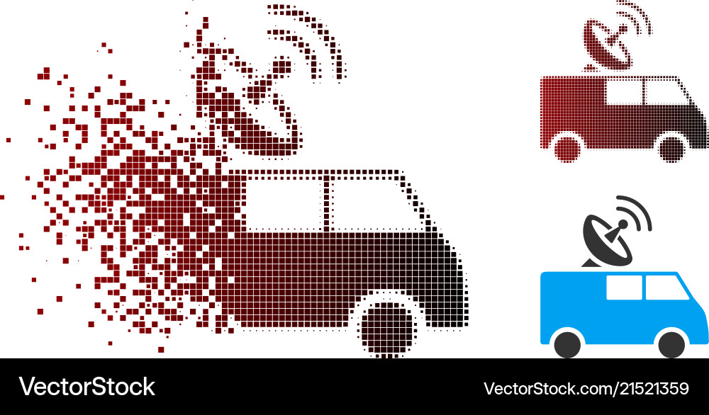 Disintegrating pixel halftone radio control car Disintegrating pixel halftone radio control car vector image