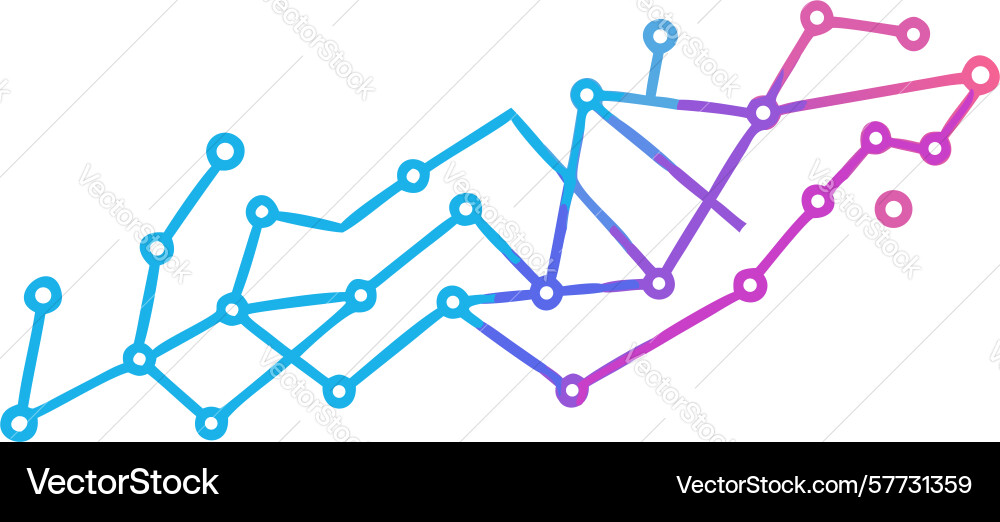 Dynamic network graph abstract purple connected vector image