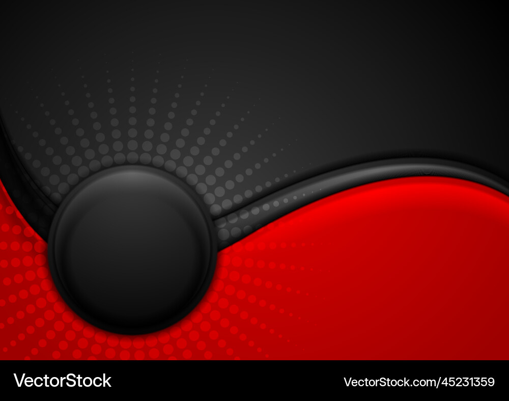 Dynamic Red and Black Wave Background Vector Image
