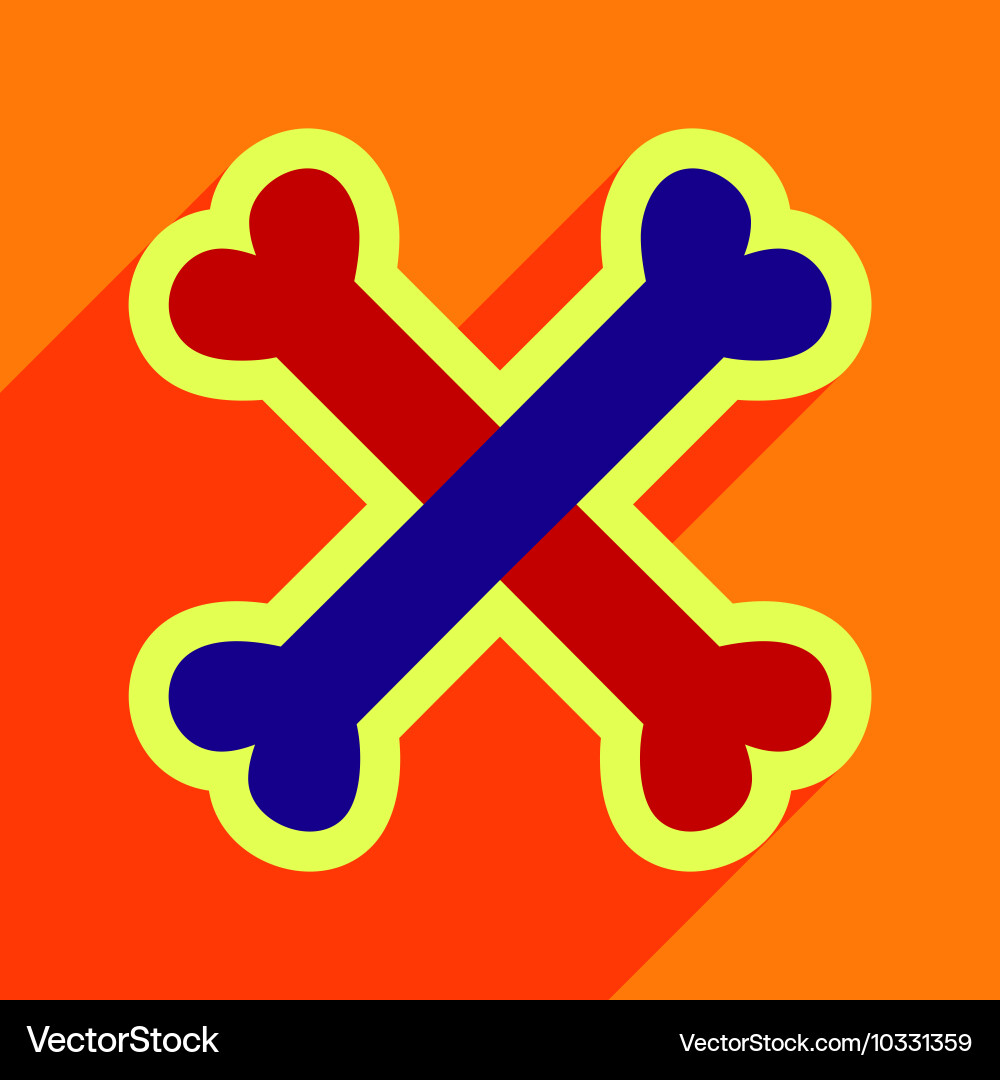 Flat with shadow icon cross bones stacked vector image