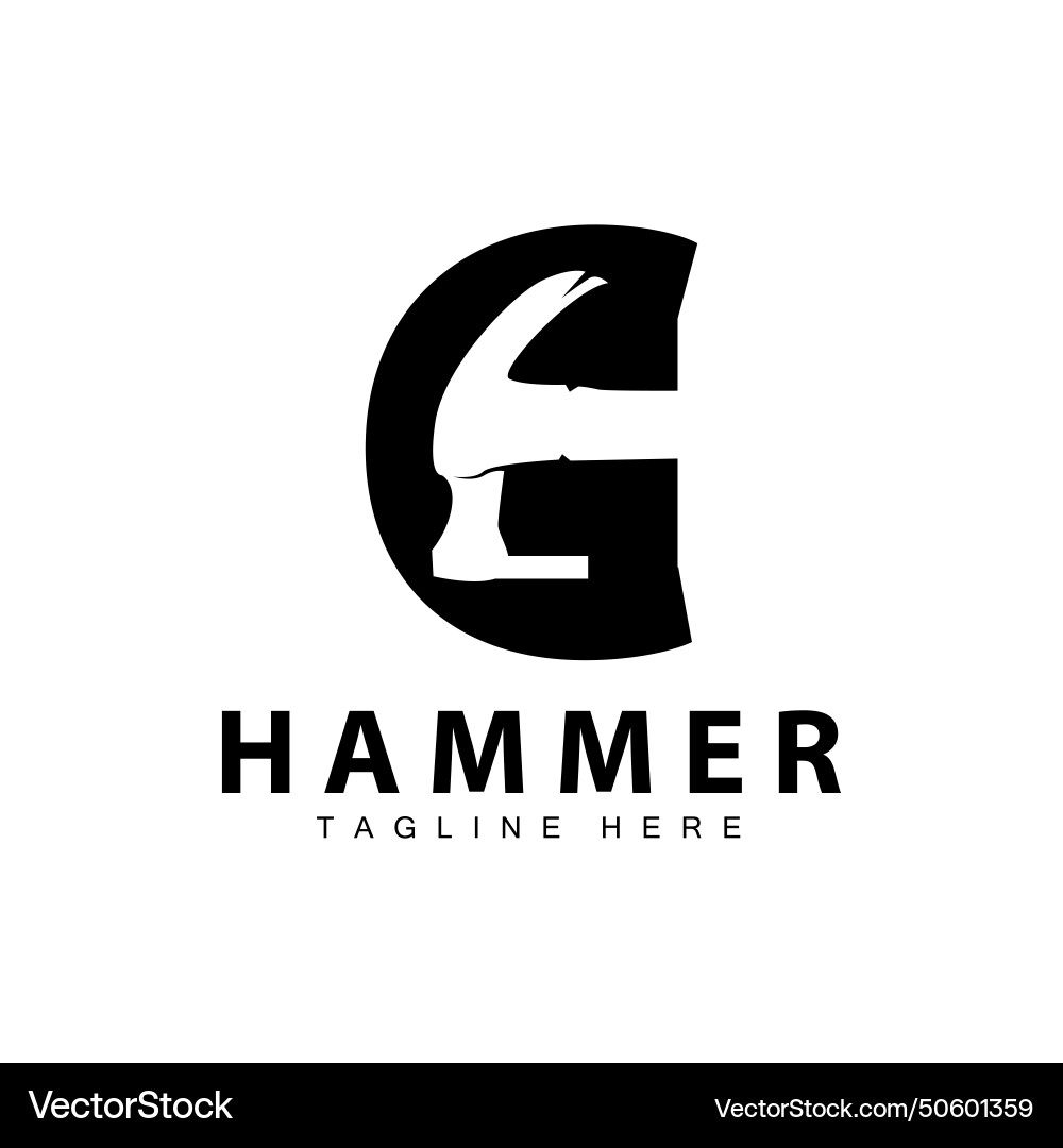 Hammer logo design repair service template Hammer logo design repair service template vector image
