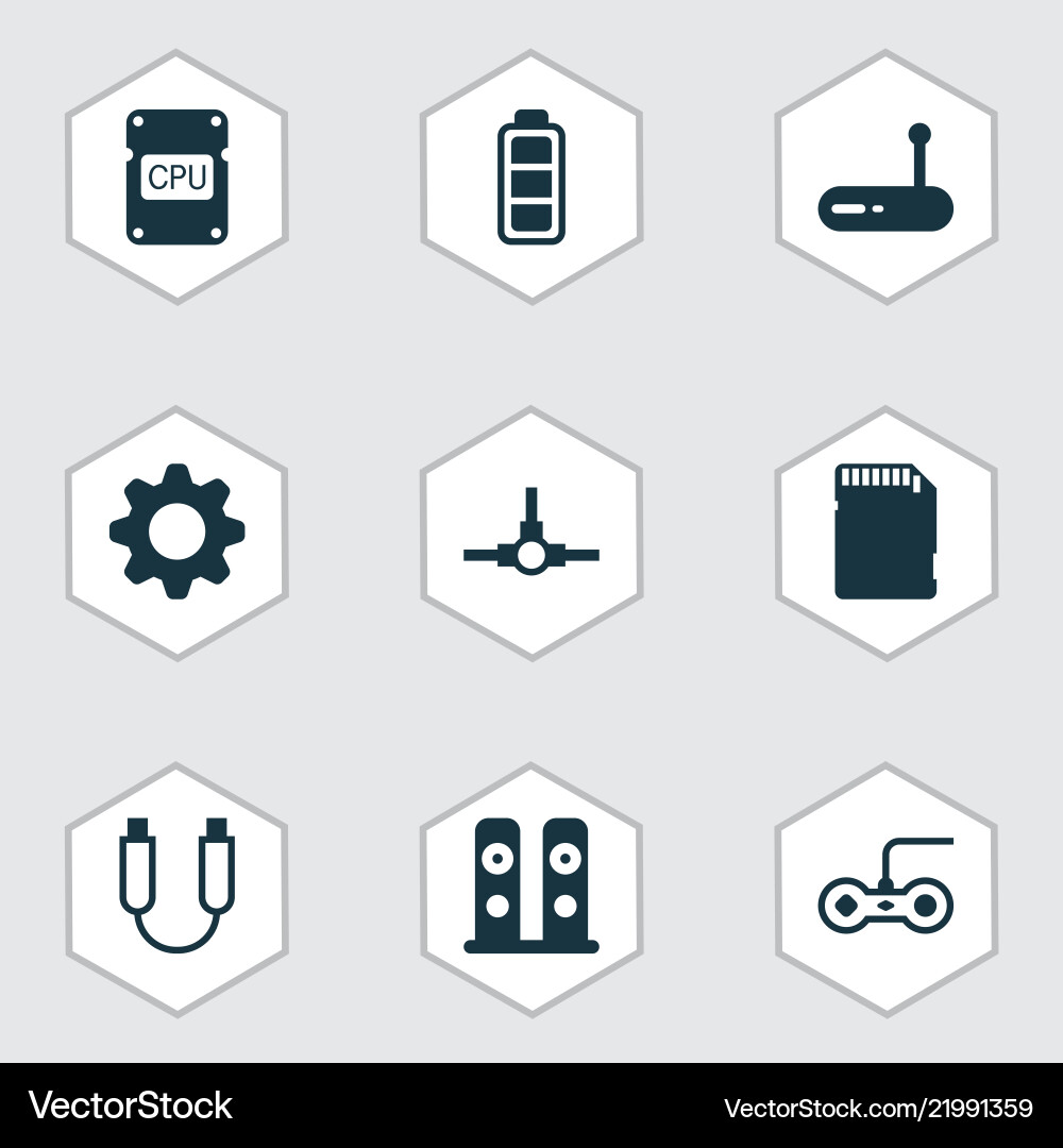 Hardware icons set with central processor unit Hardware icons set with central processor unit vector image