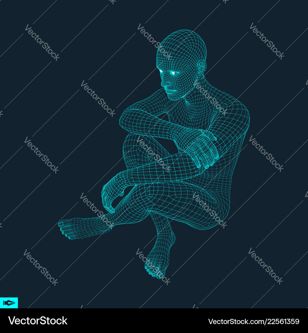 Man in a thinker pose 3d model of Man in a thinker pose 3d model of vector image