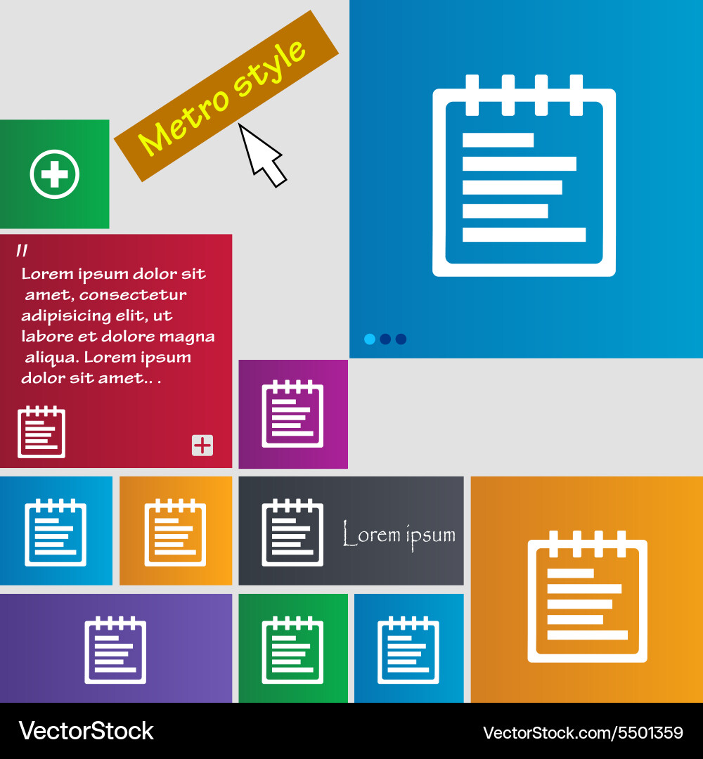Notepad icon sign buttons modern interface website vector image