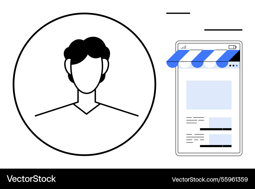 Online profile linked to digital storefront for e Online profile linked to digital storefront for e vector image