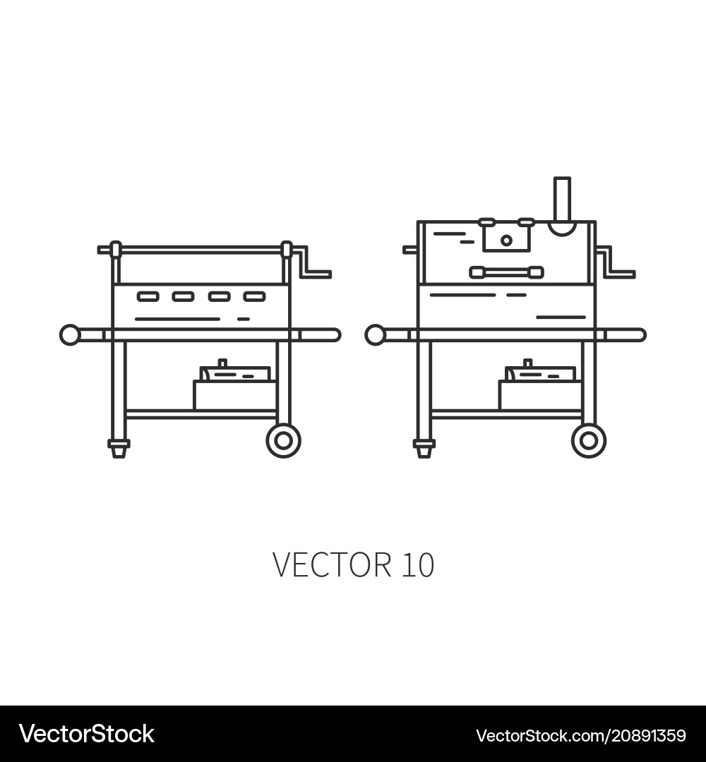 Retro furniture set compact bbq grill smokehouse Retro furniture set compact bbq grill smokehouse vector image