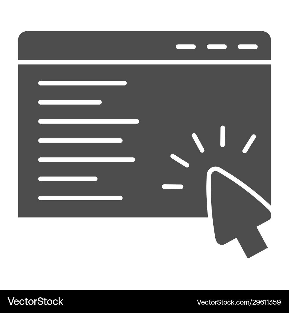 Search window page solid icon web browser Search window page solid icon web browser vector image
