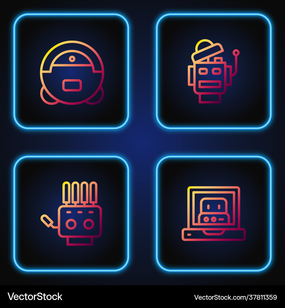 Set line creating robot mechanical hand vector image