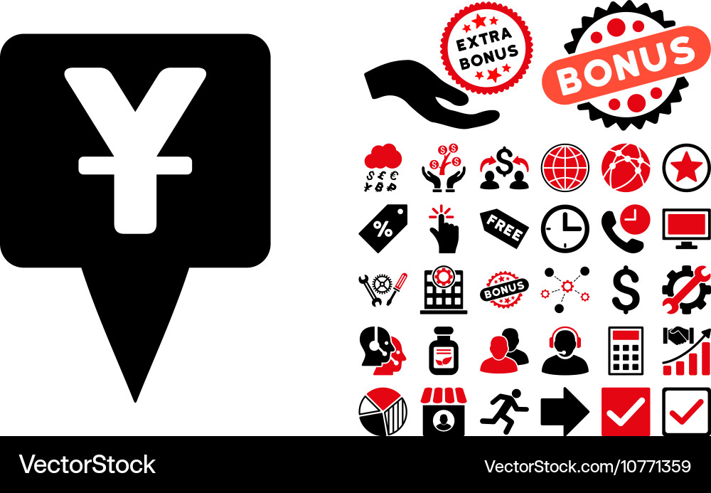 Yuan map pointer flat icon with bonus Vector Image