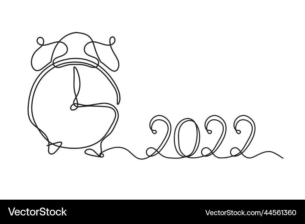 Abstract clock with 2022 year as line drawing Abstract clock with 2022 year as line drawing vector image