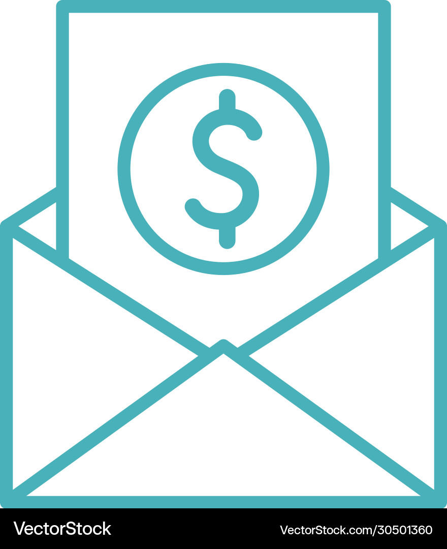 Coin inside envelope line style icon design Vector Image