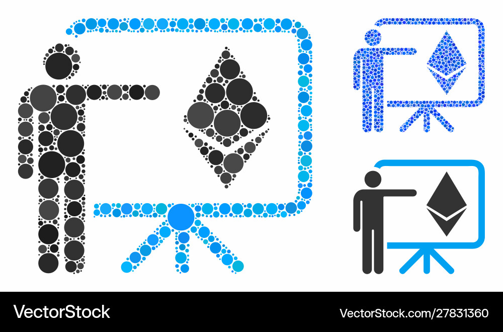 Ethereum lecture board composition icon round Ethereum lecture board composition icon round vector image